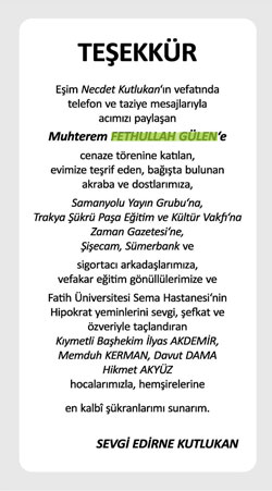 Sungur ailesinden taziyelere teşekkür